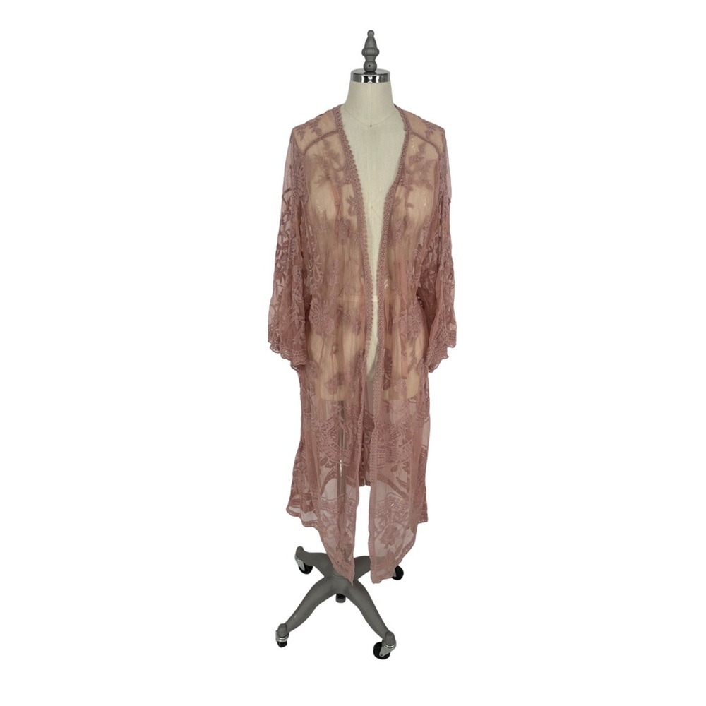 Jodifl‎ Crochet Lace Midi Duster Kimono Cardigan O/S $42